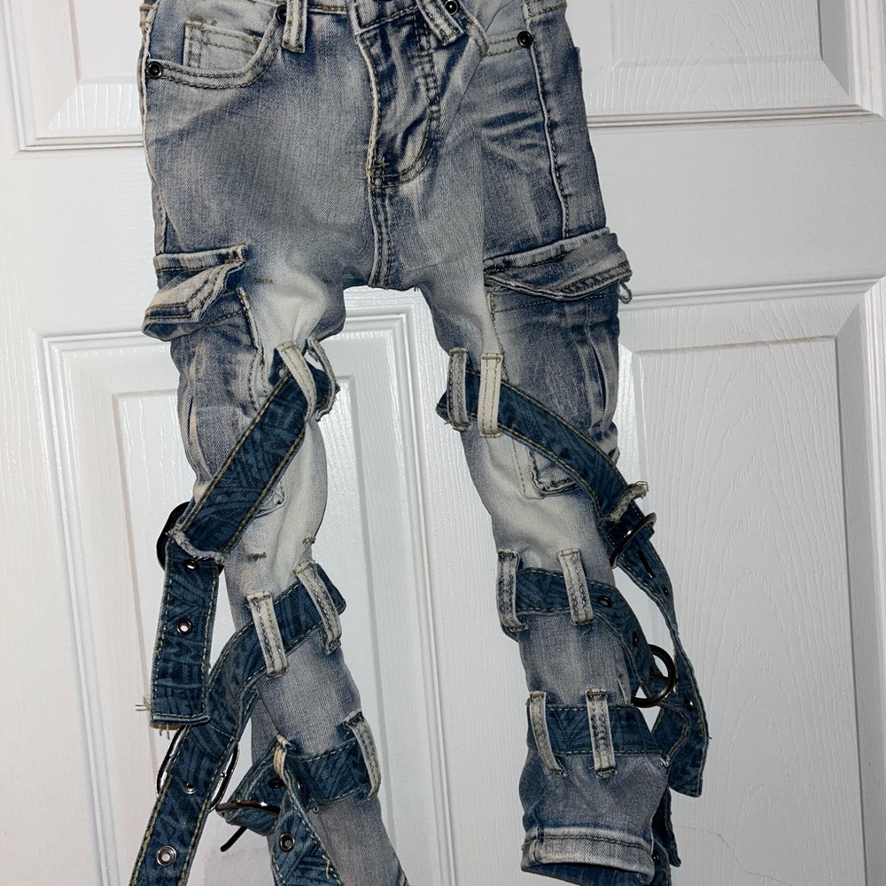 Stylish Kids Denim Jeans with Strap Details